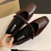 LIZAKOSHT  -  Autumn Women Flat Shoes Fashion Shallow Ladies Mary Jane Shoes Square Toe Soft Flat Heel Outdoor Casual Ballerina New Shoes